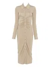 Patrizia Pepe Button-front Draped Midi Dress In Neutral