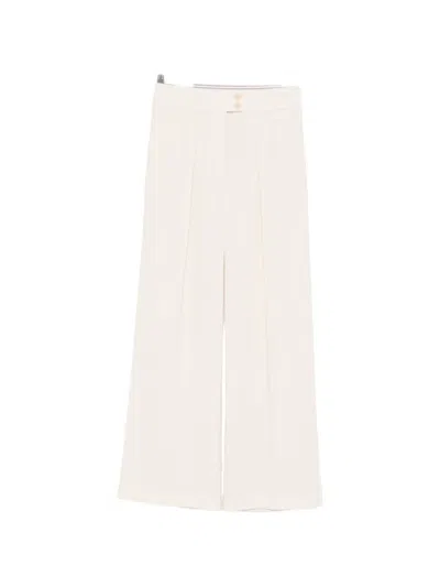 Patrizia Pepe Button Pleated Trousers In White