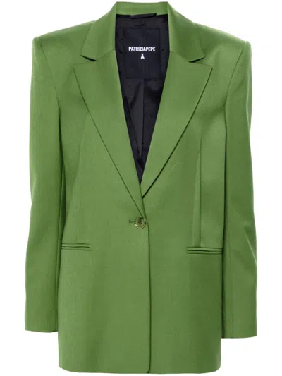 Patrizia Pepe Button-up Flannel Blazer In Green