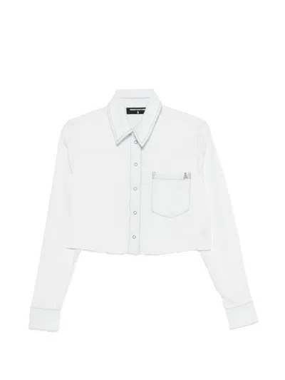 Patrizia Pepe Buttoned Cropped Shirt In White