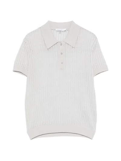Patrizia Pepe Buttoned Knitted Polo Shirt In Animal Print