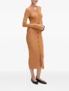 Patrizia Pepe Buttoned Long-sleeve Midi Dress In Brown