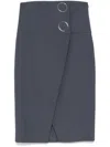 Patrizia Pepe Buttoned Midi Skirt In Blue