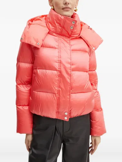Patrizia Pepe Buttoned Padded Jacket In Orange