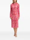 Patrizia Pepe Buttoned Patterned Midi Dress In Multi