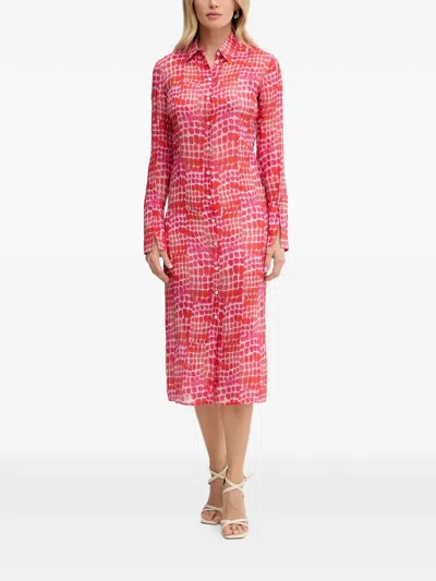 Patrizia Pepe Buttoned Patterned Midi Dress In Multi