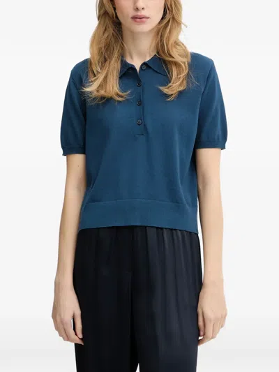 Patrizia Pepe Buttoned Polo Top In Blue