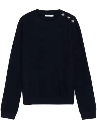 Patrizia Pepe Buttoned-shoulder Sweater In Blue