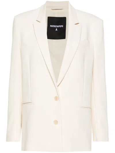 Patrizia Pepe Buttoned Twill Blazer In Neutrals