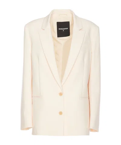 Patrizia Pepe Buttoned Twill Blazer For Women In White