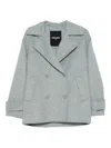 Patrizia Pepe Double-breasted Long-sleeve Jacket In Blue