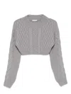 Patrizia Pepe Cable-knit Cropped Sweater In Gray
