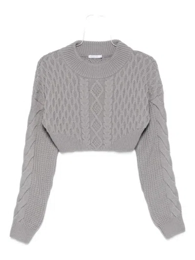 Patrizia Pepe Cable-knit Cropped Sweater In Gray
