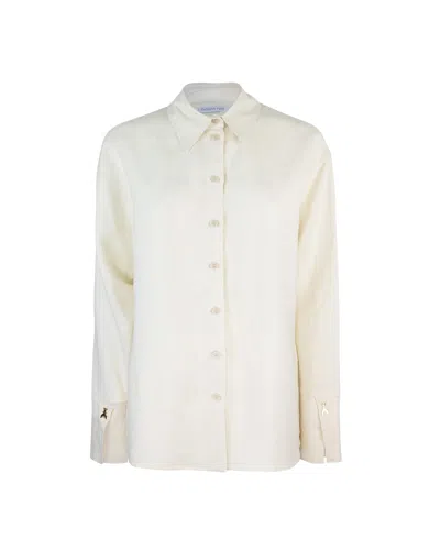 Patrizia Pepe Camicia In Viscosa E Lino Essential In White