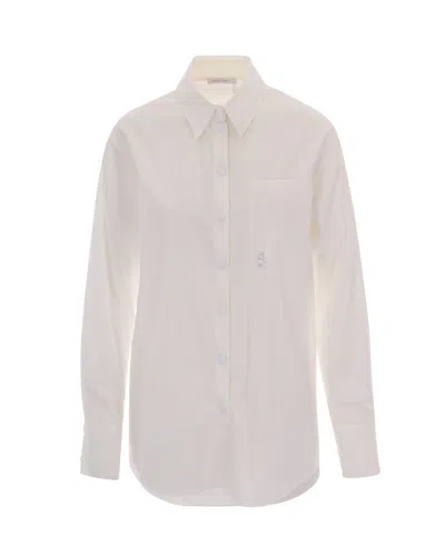 Patrizia Pepe Soft Technical Cotton Shirt With Parachute Fabric In White