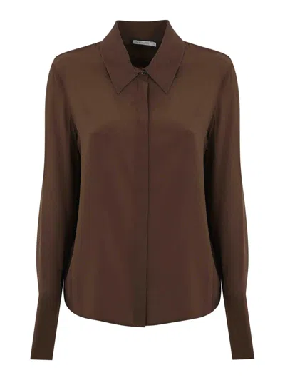 Patrizia Pepe Sensual Brown Silk Blend Shirt