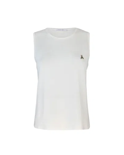 Patrizia Pepe Canotta In Maglia Fine Bianca In W146