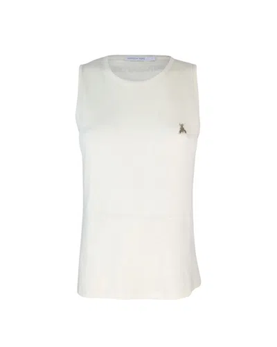 Patrizia Pepe Ecru Fine Knit Tank Top In White