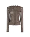 Patrizia Pepe Cardigan Slim Fit In Maglia Marrone In B825