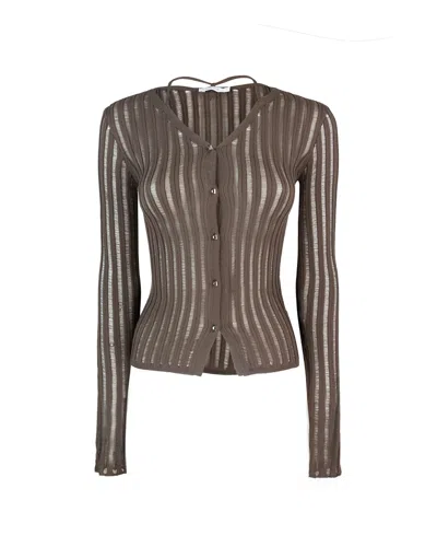 Patrizia Pepe Cardigan Slim Fit In Maglia Marrone In Brown