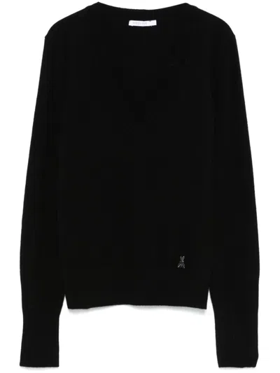 Patrizia Pepe Classic Black Cashmere Sweater In Blue