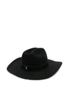 Patrizia Pepe Chain-embellished Wool Hat In Black