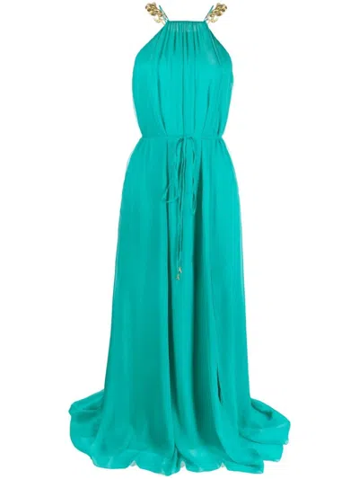 Patrizia Pepe Chain-link Neck Strap Dress In Blue