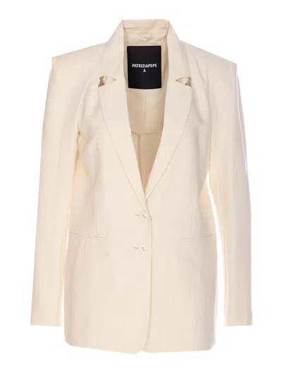 Patrizia Pepe Ivory Jacket With Frontal Buttons Closure In Pink