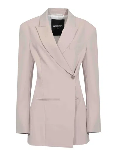 Patrizia Pepe Wrap Blazer In Viscose Blend Gabardine In Gray
