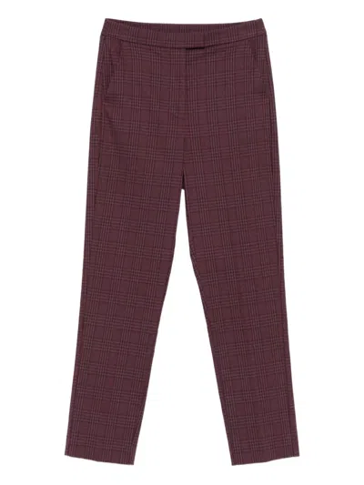 Patrizia Pepe Checked Belted Trousers In Purple