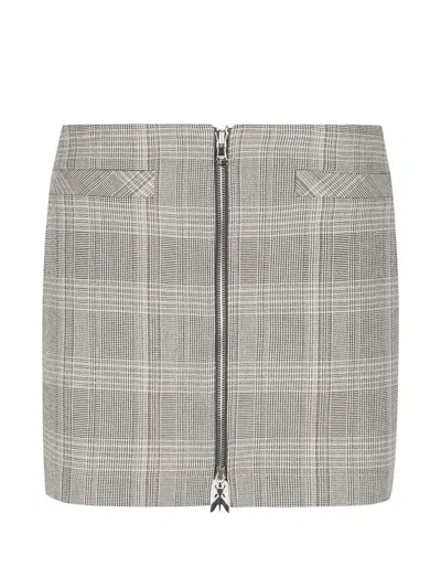 Patrizia Pepe Check-pattern Zip-fastening Mini Skirt In Gray