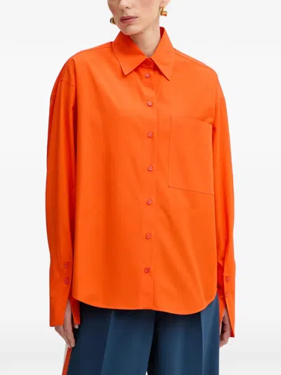 Patrizia Pepe Chest-pocket Oversized Shirt In Orange