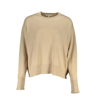 Patrizia Pepe Chic Beige Crew Neck Jumper With Contrast Details In Neutral