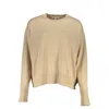 Patrizia Pepe Chic Beige Crew Neck Sweater With Contrast Details