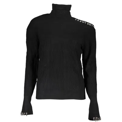 Patrizia Pepe Chic Contrast Turtleneck Sweater In Black