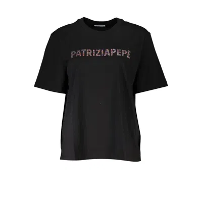 Patrizia Pepe Rhinestone-logo T-shirt In Black