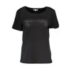 PATRIZIA PEPE CHIC SHORT SLEEVE WIDE NECK TEE WITH CONTRAST WOMEN'S DETAILS
