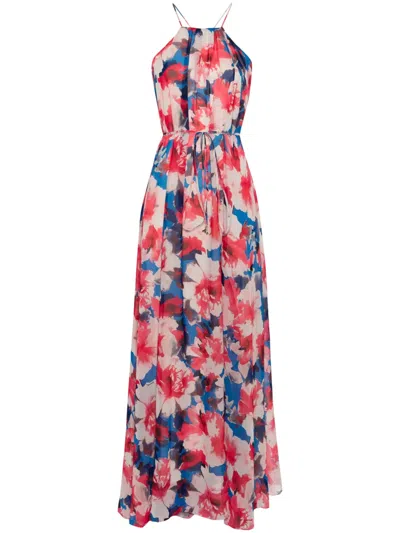 Patrizia Pepe Chiffon Maxi Dress In Blue