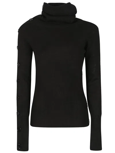 Patrizia Pepe Chine` Turtle Neck Sweater In Nero