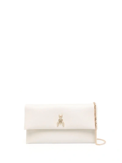 Patrizia Pepe Fly Ceremony Leather Clutch In Beige