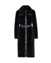 Patrizia Pepe Faux Fur Coat With Maxi Collar And Logo Buttons In Black