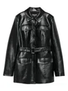 Patrizia Pepe Belted Flap-pocket Jacket In Black