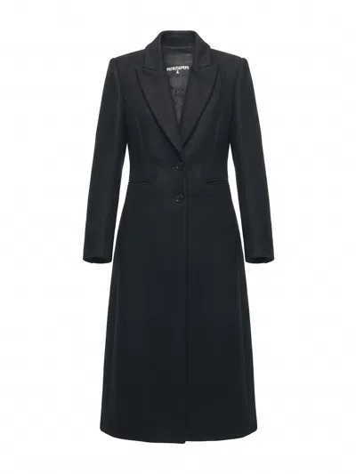 Patrizia Pepe Fly-detail Lapel-collar Coat In Black