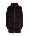 Patrizia Pepe Brown Fluffy Midi Coat In Brown