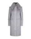 Patrizia Pepe Reversible Fluffy Coat In Gray In Gray