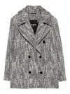 Patrizia Pepe Herringbone Double-breasted Coat In Multi