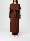 Patrizia Pepe Brown Wool Blend Trench Coat With Belted Waist In Brown