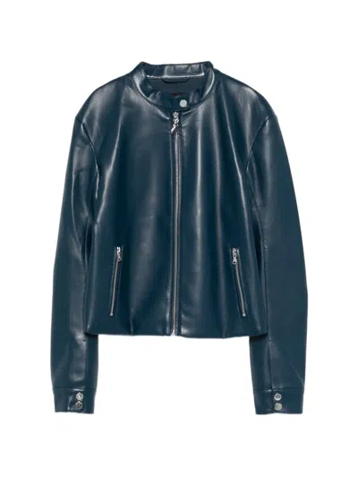 PATRIZIA PEPE COATED FABRIC BIKER JACKET