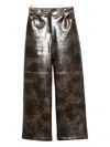 Patrizia Pepe Coated-fabric Printed Trousers In Brown