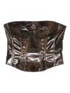 Patrizia Pepe Coated Zip-up Corset In Brown